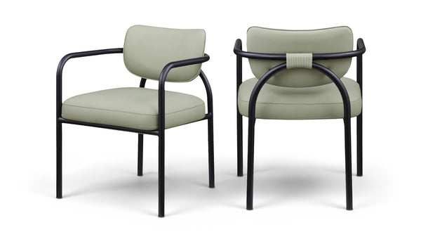 Meridian Furniture Serava Sculpted Vegan Leather Dining Chair with Matte Black Iron Frame for Modern Rooms Mint 77066Mint-C