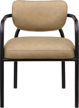 Meridian Furniture Serava Sculpted Vegan Leather Dining Chair with Matte Black Iron Frame for Modern Rooms Tan 77066Tan-C