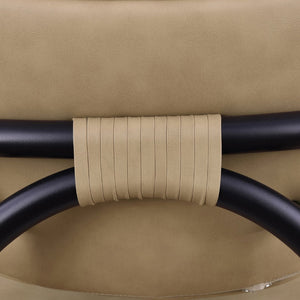 Meridian Furniture Serava Sculpted Vegan Leather Dining Chair with Matte Black Iron Frame for Modern Rooms Tan 77066Tan-C