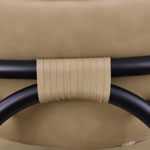 Meridian Furniture Serava Sculpted Vegan Leather Dining Chair with Matte Black Iron Frame for Modern Rooms Tan 77066Tan-C