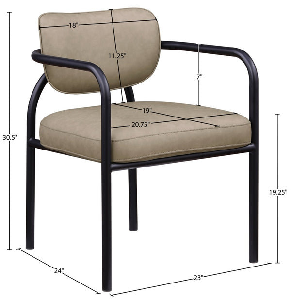 Meridian Furniture Serava Sculpted Vegan Leather Dining Chair with Matte Black Iron Frame for Modern Rooms Taupe 77066Taupe-C
