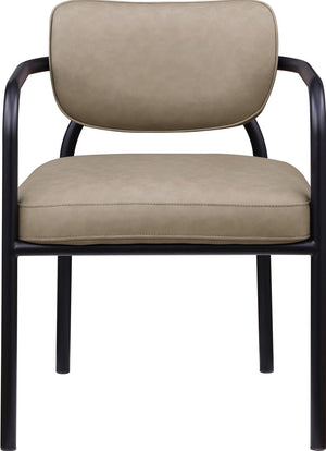 Meridian Furniture Serava Sculpted Vegan Leather Dining Chair with Matte Black Iron Frame for Modern Rooms Taupe 77066Taupe-C