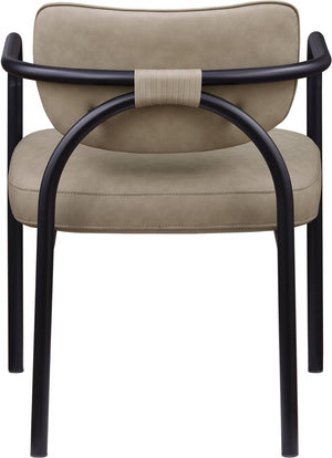 Meridian Furniture Serava Sculpted Vegan Leather Dining Chair with Matte Black Iron Frame for Modern Rooms Taupe 77066Taupe-C