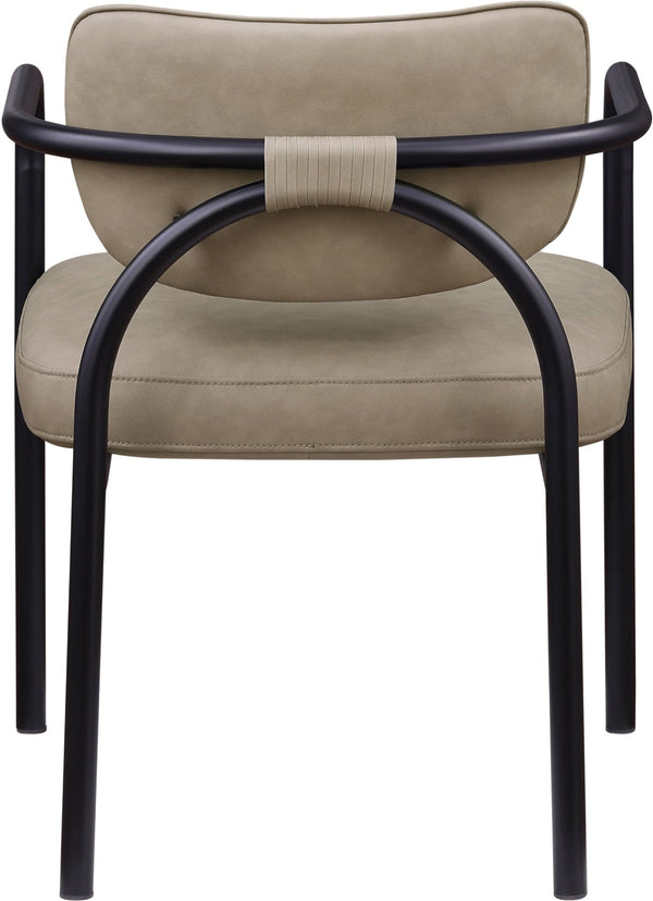 Meridian Furniture Serava Sculpted Vegan Leather Dining Chair with Matte Black Iron Frame for Modern Rooms Taupe 77066Taupe-C