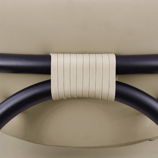 Meridian Furniture Serava Sculpted Vegan Leather Counter Stool with Matte Black Iron Frame for Kitchen Islands Beige 77067Beige-C