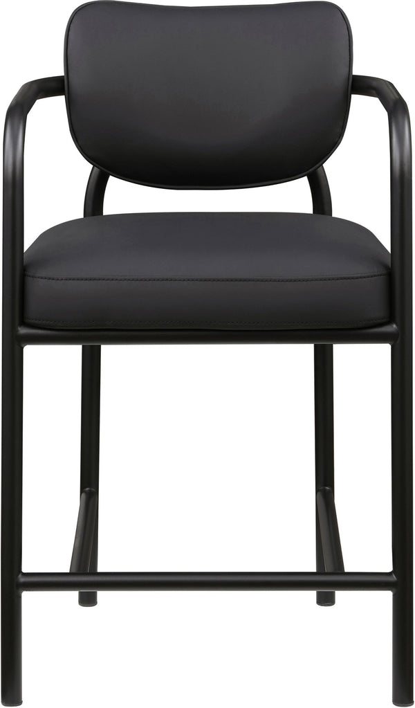 Meridian Furniture Serava Sculpted Vegan Leather Counter Stool with Matte Black Iron Frame for Kitchen Islands Black 77067Black-C
