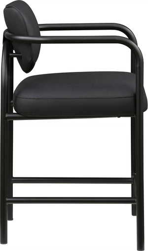 Meridian Furniture Serava Sculpted Vegan Leather Counter Stool with Matte Black Iron Frame for Kitchen Islands Black 77067Black-C