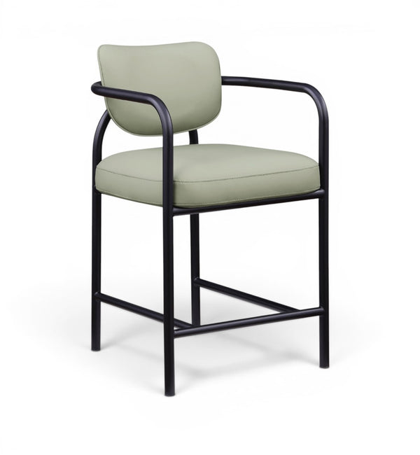 Meridian Furniture Serava Sculpted Vegan Leather Counter Stool with Matte Black Iron Frame for Kitchen Islands Mint 77067Mint-C