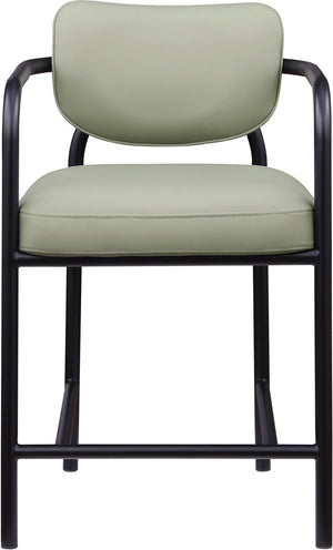 Meridian Furniture Serava Sculpted Vegan Leather Counter Stool with Matte Black Iron Frame for Kitchen Islands Mint 77067Mint-C