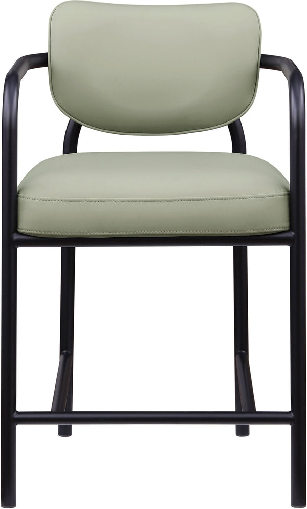 Meridian Furniture Serava Sculpted Vegan Leather Counter Stool with Matte Black Iron Frame for Kitchen Islands Mint 77067Mint-C