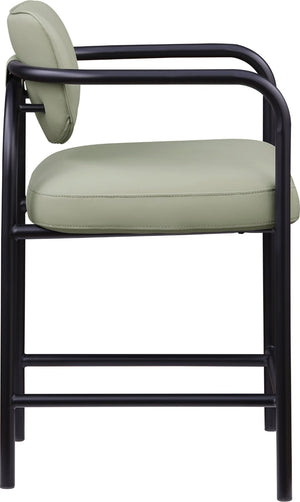 Meridian Furniture Serava Sculpted Vegan Leather Counter Stool with Matte Black Iron Frame for Kitchen Islands Mint 77067Mint-C