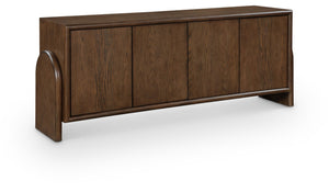 Meridian Furniture Elanor Oak Veneer Sideboard with Sculptural Rounded Panels and Mid-century Style for Dining Rooms Brown 77068Brown