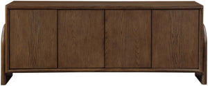 Meridian Furniture Elanor Oak Veneer Sideboard with Sculptural Rounded Panels and Mid-century Style for Dining Rooms Brown 77068Brown