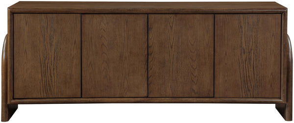 Meridian Furniture Elanor Oak Veneer Sideboard with Sculptural Rounded Panels and Mid-century Style for Dining Rooms Brown 77068Brown