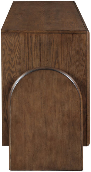Meridian Furniture Elanor Oak Veneer Sideboard with Sculptural Rounded Panels and Mid-century Style for Dining Rooms Brown 77068Brown