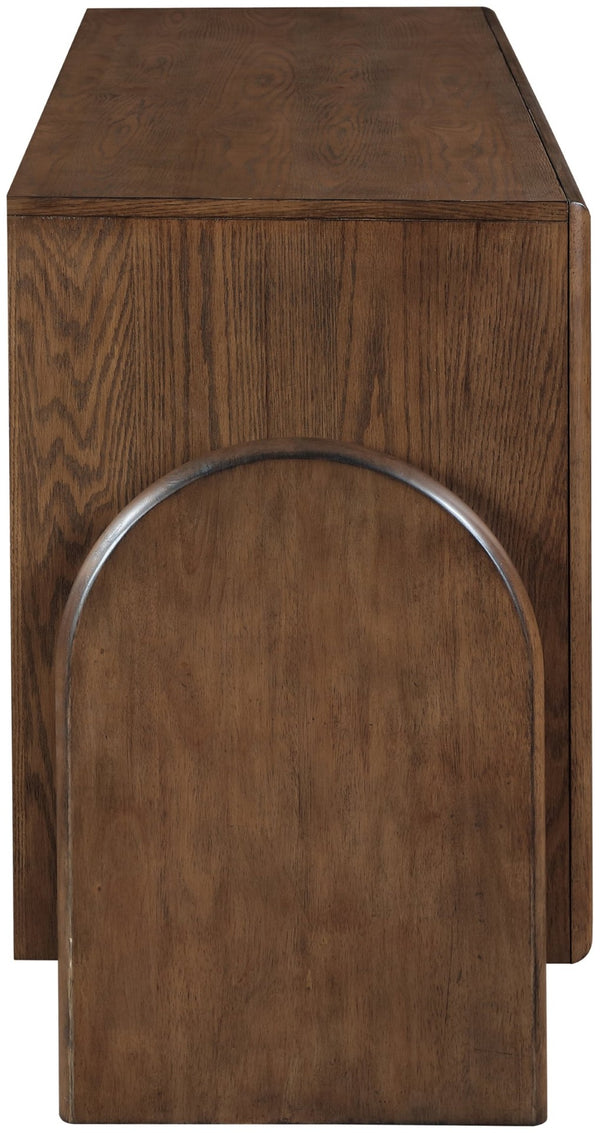 Meridian Furniture Elanor Oak Veneer Sideboard with Sculptural Rounded Panels and Mid-century Style for Dining Rooms Brown 77068Brown
