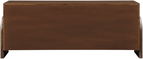 Meridian Furniture Elanor Oak Veneer Sideboard with Sculptural Rounded Panels and Mid-century Style for Dining Rooms Brown 77068Brown