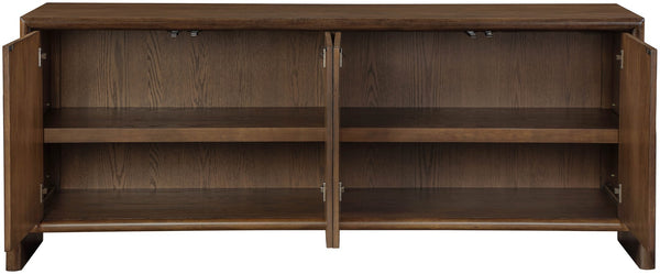 Meridian Furniture Elanor Oak Veneer Sideboard with Sculptural Rounded Panels and Mid-century Style for Dining Rooms Brown 77068Brown