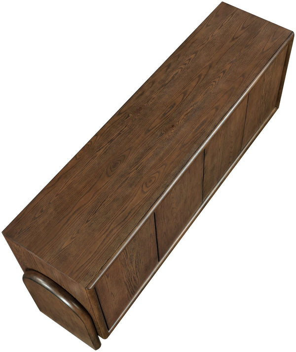 Meridian Furniture Elanor Oak Veneer Sideboard with Sculptural Rounded Panels and Mid-century Style for Dining Rooms Brown 77068Brown