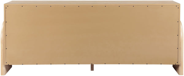 Meridian Furniture Elanor Oak Veneer Sideboard with Sculptural Rounded Panels and Mid-century Style for Dining Rooms Natural 77068Natural