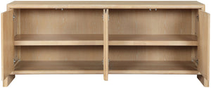 Meridian Furniture Elanor Oak Veneer Sideboard with Sculptural Rounded Panels and Mid-century Style for Dining Rooms Natural 77068Natural