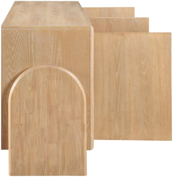 Meridian Furniture Elanor Oak Veneer Sideboard with Sculptural Rounded Panels and Mid-century Style for Dining Rooms Natural 77068Natural