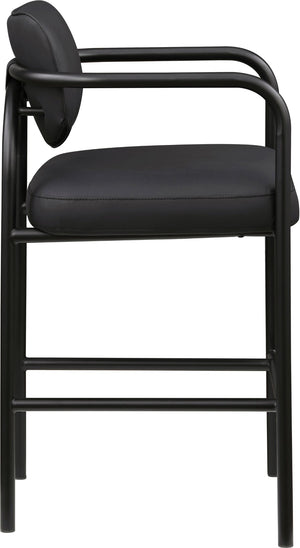Meridian Furniture Serava Sculpted Vegan Leather Bar Stool with Matte Black Iron Frame for Kitchen Islands Black 77069Black-C
