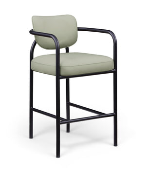 Meridian Furniture Serava Sculpted Vegan Leather Bar Stool with Matte Black Iron Frame for Kitchen Islands Mint 77069Mint-C