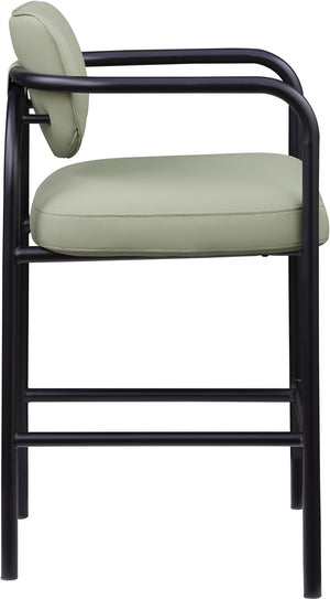 Meridian Furniture Serava Sculpted Vegan Leather Bar Stool with Matte Black Iron Frame for Kitchen Islands Mint 77069Mint-C