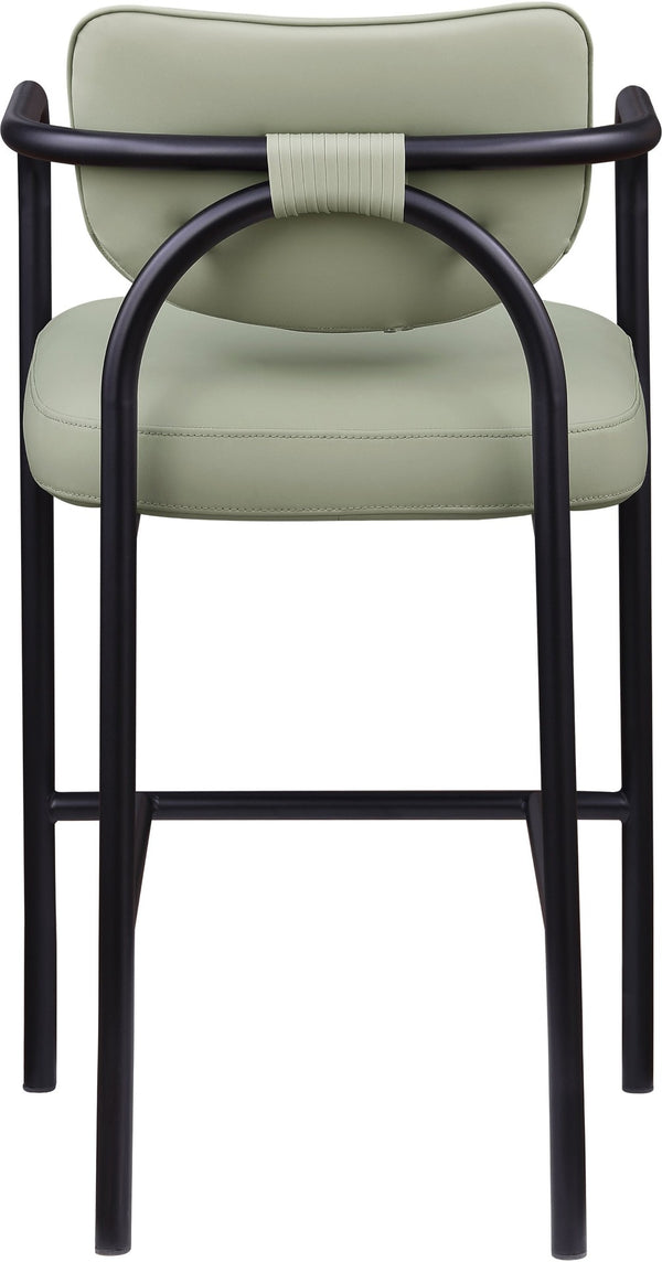 Meridian Furniture Serava Sculpted Vegan Leather Bar Stool with Matte Black Iron Frame for Kitchen Islands Mint 77069Mint-C
