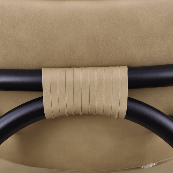 Meridian Furniture Serava Sculpted Vegan Leather Bar Stool with Matte Black Iron Frame for Kitchen Islands Tan 77069Tan-C