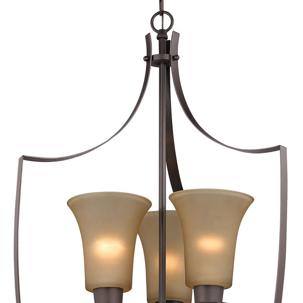 Thomas Lighting Foyer Four-Light Chandelier Oil Rubbed Finish Tulip Shades Entryway Ceiling Fixture Bronze 21'' Wide 6-Light Light Amber Glass 7706FY/10