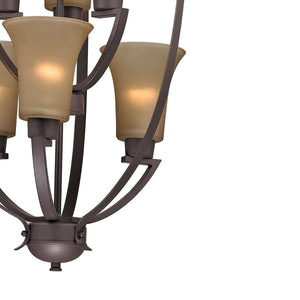 Thomas Lighting Foyer Four-Light Chandelier Oil Rubbed Finish Tulip Shades Entryway Ceiling Fixture Bronze 21'' Wide 6-Light Light Amber Glass 7706FY/10
