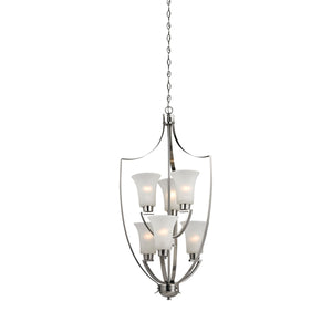Thomas Lighting Foyer Four-Light Chandelier Oil Rubbed Finish Tulip Shades Entryway Ceiling Fixture Nickel 21'' Wide 6-Light Standard 7706FY/20