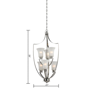 Thomas Lighting Foyer Four-Light Chandelier Oil Rubbed Finish Tulip Shades Entryway Ceiling Fixture Nickel 21'' Wide 6-Light Standard 7706FY/20