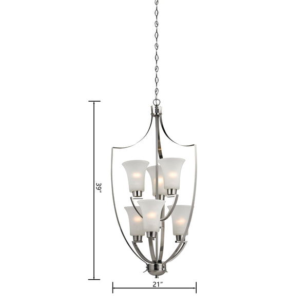 Thomas Lighting Foyer Four-Light Chandelier Oil Rubbed Finish Tulip Shades Entryway Ceiling Fixture Nickel 21'' Wide 6-Light Standard 7706FY/20