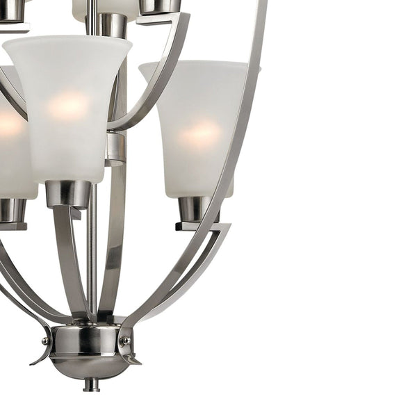 Thomas Lighting Foyer Four-Light Chandelier Oil Rubbed Finish Tulip Shades Entryway Ceiling Fixture Nickel 21'' Wide 6-Light Standard 7706FY/20