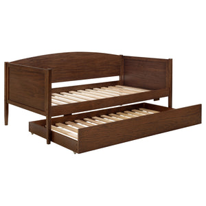 English Elm Fallbrook Twin Daybed with Trundle in Medium Walnut — Elegant, Durable Rubberwood Frame for Cozy Spaces B062S01295
