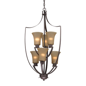 Foyer 21'' Wide 6-Light Chandelier - Oil Rubbed Bronze with Light Amber Glass 7706FY/10 Thomas