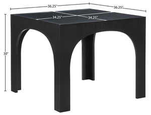 Meridian Furniture Waldorf Round Glass Top Pedestal Dining Table with Art Deco Wooden Base for Small Spaces Black 77070Black-DT