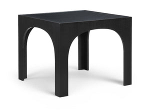 Meridian Furniture Waldorf Round Glass Top Pedestal Dining Table with Art Deco Wooden Base for Small Spaces Black 77070Black-DT