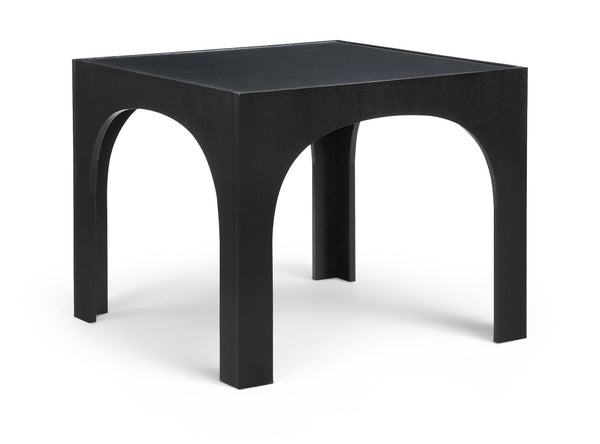Meridian Furniture Waldorf Round Glass Top Pedestal Dining Table with Art Deco Wooden Base for Small Spaces Black 77070Black-DT
