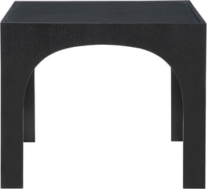 Meridian Furniture Waldorf Round Glass Top Pedestal Dining Table with Art Deco Wooden Base for Small Spaces Black 77070Black-DT