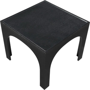 Meridian Furniture Waldorf Round Glass Top Pedestal Dining Table with Art Deco Wooden Base for Small Spaces Black 77070Black-DT