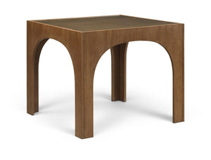 Meridian Furniture Waldorf Round Glass Top Pedestal Dining Table with Art Deco Wooden Base for Small Spaces Brown 77070Brown-DT