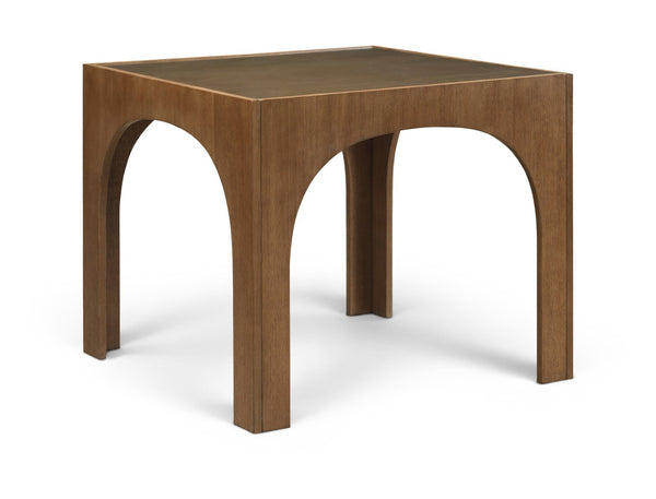 Meridian Furniture Waldorf Round Glass Top Pedestal Dining Table with Art Deco Wooden Base for Small Spaces Brown 77070Brown-DT