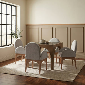 Meridian Furniture Waldorf Round Glass Top Pedestal Dining Table with Art Deco Wooden Base for Small Spaces Brown 77070Brown-DT