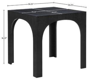 Meridian Furniture Waldorf Art Deco Pedestal Counter Height Table with Tempered Glass Top and Stylish Base Black 77071Black-T
