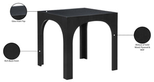 Meridian Furniture Waldorf Art Deco Pedestal Counter Height Table with Tempered Glass Top and Stylish Base Black 77071Black-T