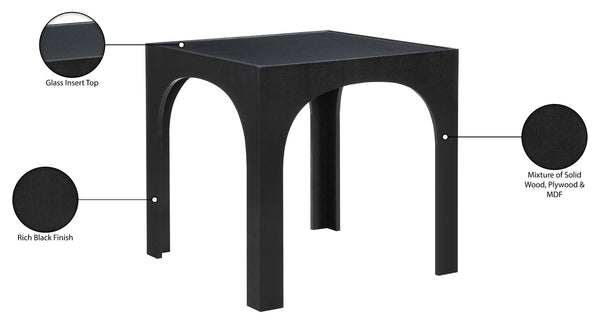Meridian Furniture Waldorf Art Deco Pedestal Counter Height Table with Tempered Glass Top and Stylish Base Black 77071Black-T